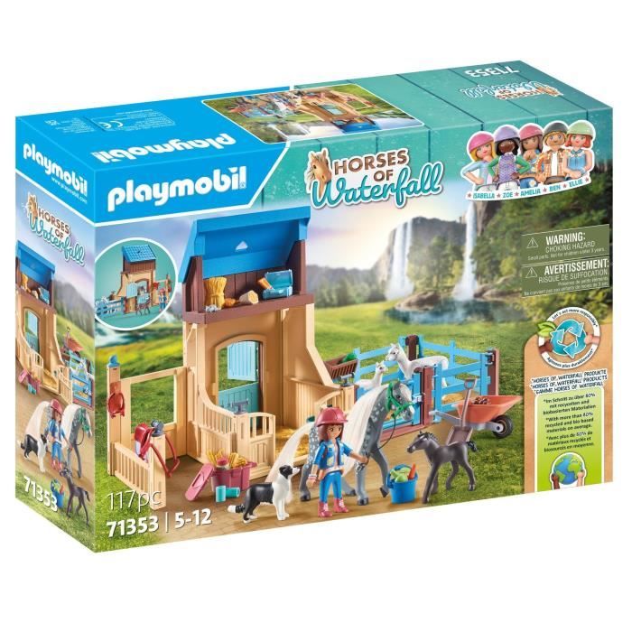 PLAYMOBIL - Amelia & Whisper avec box pour chevaux - Horses of Waterfall - 117 pièces - Dès 5 ans