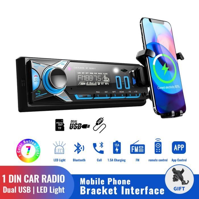 Autoradio Bluetooth 4 Canaux 60W Lecteur MP3 de Voiture Autoradio Plug-In U  Disk avec Fonction Vocale Intelligente Ai pour Voiture