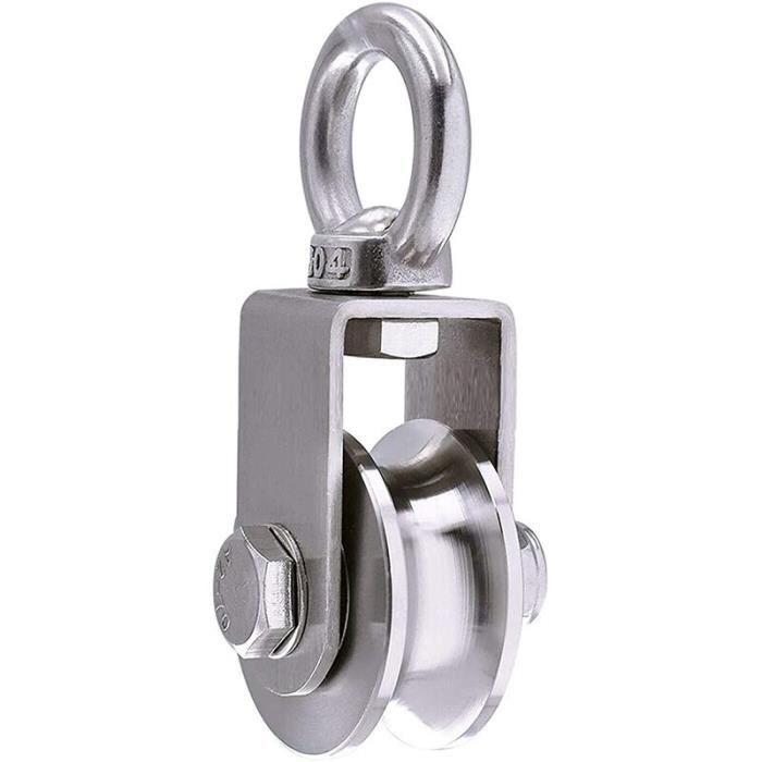 Poulie Double En Acier Inoxydable 304 – M50, Capacité 400 Kg, Crochet Pivotant 360°