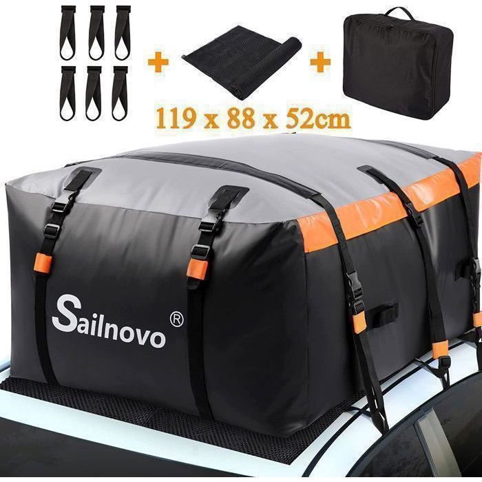 Coffre de toit- 20 Pieds Cubes/580 Litres- Sac De Toit Voiture Imperméables- Pour toutes les voitures avec ou sans galerie de toit