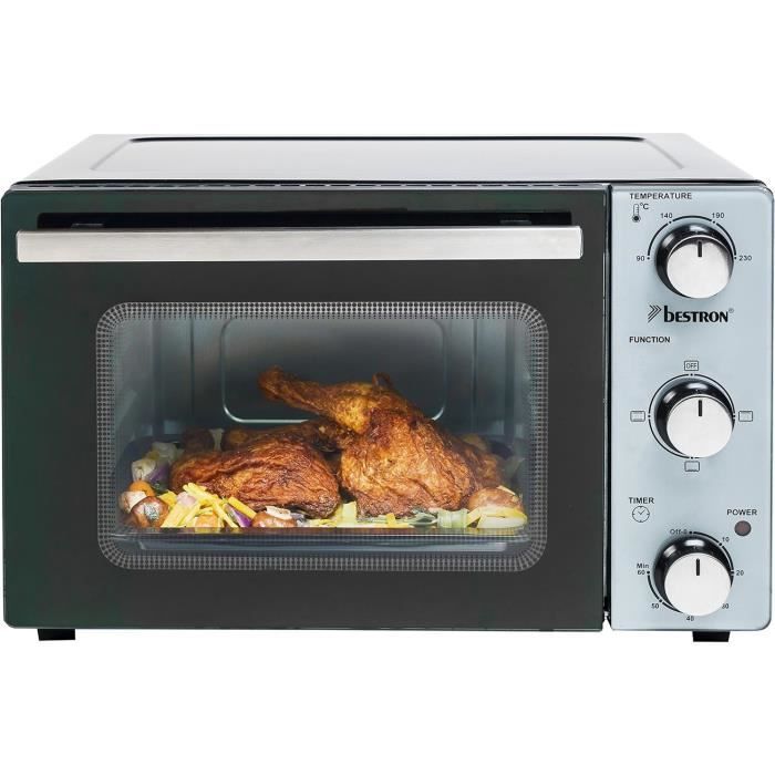 Jago Mini Four Électrique 48L Chaleur Tournante - 2000W 6 Modes Inox Portable