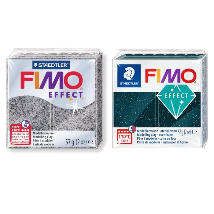 Pâte FIMO - STAEDTLER - 2 pâtes polymères Fimo Effect 57g Pierre - Gris - Effet pierre