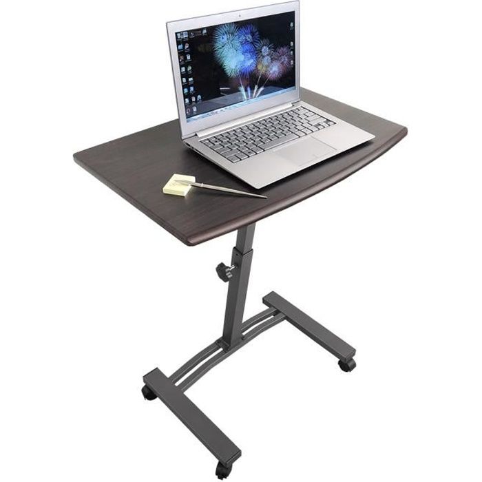 Tatkraft Salute Table Ordinateur Portable Mdf Acier 4 Roues Avec