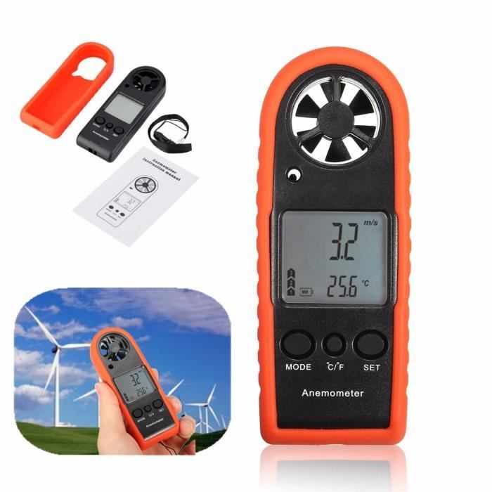 Anémomètre Numérique Portable - Mesure Vitesse Vent (5 Unités) Et Température, écran LCD Rétroéclairé, Pour Voile, Pêche, Bricolage - 3