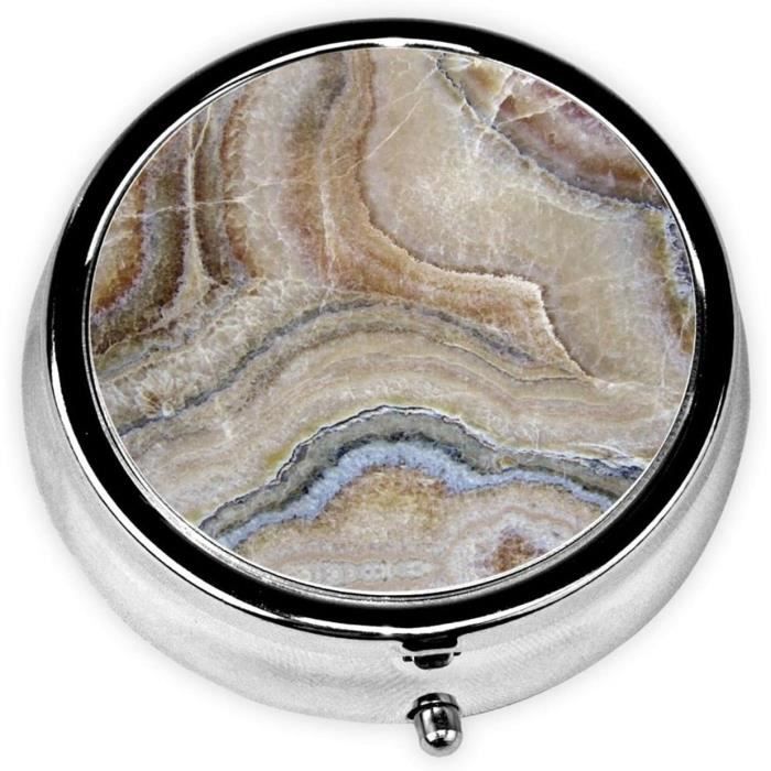 Pilulier Vintage Rectangle Style Onyx - 1 Compartiment Doré - Métal Ancien