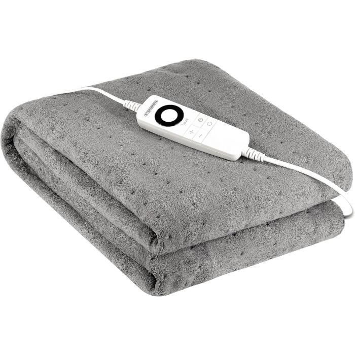 Couverture Chauffante Double 2 Zones Indépendantes - 160x140 Cm, 3 Niveaux De Chaleur, Lavable, Arrêt Automatique