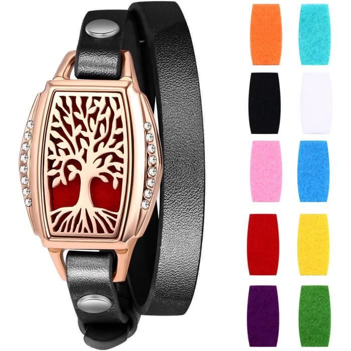 Collier Et Bracelet Diffuseur D'Huiles Essentielles SUPERFINDINGS - Acier Inoxydable, Avec 20 Pads Parfumés - Cadeau Bien-Être