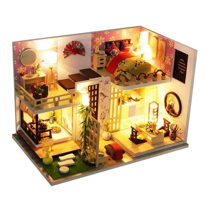 À faire soi-même en Bois Maison De Poupées Enfants Adulte miniature avec mobilier building kits Jouet 