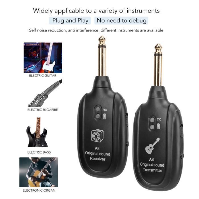UNE Récepteur émetteur de guitare sans fil Système de guitare sans fil 20Hz à 20KHz Récepteur