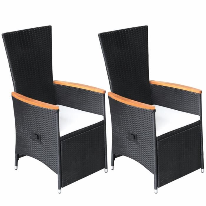 vidaXL Lot de 2 Chaises inclinables Résine tressée