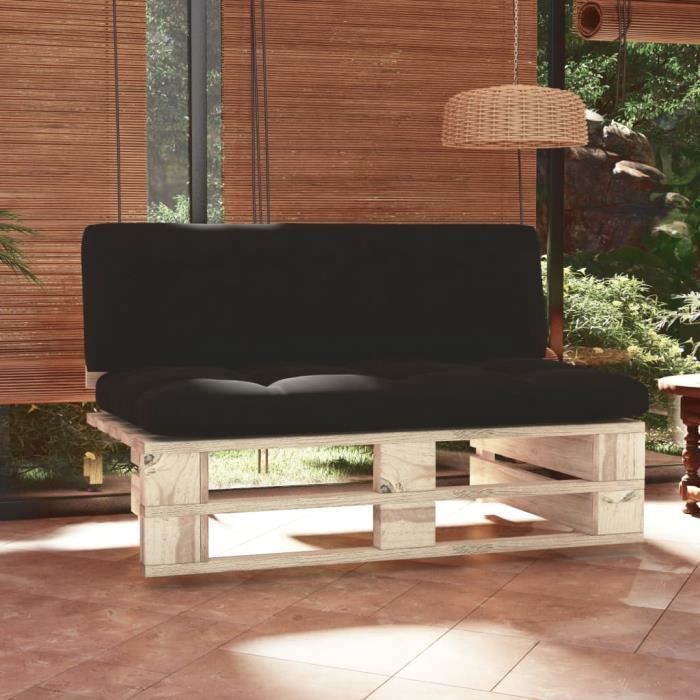 Canapé central palette de jardin bois de pin imprégné avec coussin - vue 6