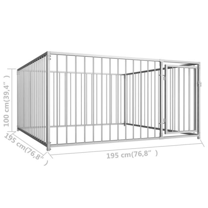 Chenil d'extérieur pour chiens 200 x 200 x 100 cm XID