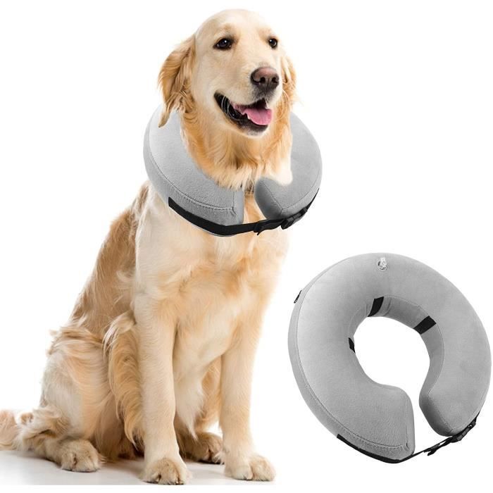 Comparer les prix de WOVTE Grand collier gonflable de récupération pour chien avec mini pompe, collier de récupération pour chien (gris)