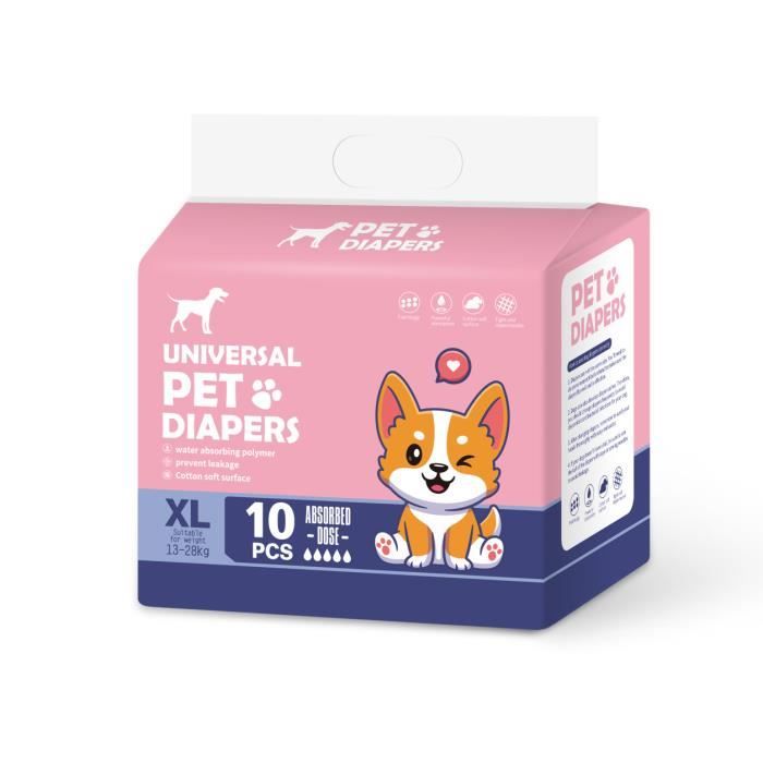 Comparer les prix de Couches Chien Couches Femelles de Formation de Chiot Femelle jetables Super Absorbant Wraps pour Animaux de Compagnie 10 Pack, XL