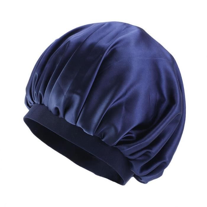Bonnet De Nuit En Satin De Soie Bleu élastique - Taille Unique, Neuf Sans étiquette