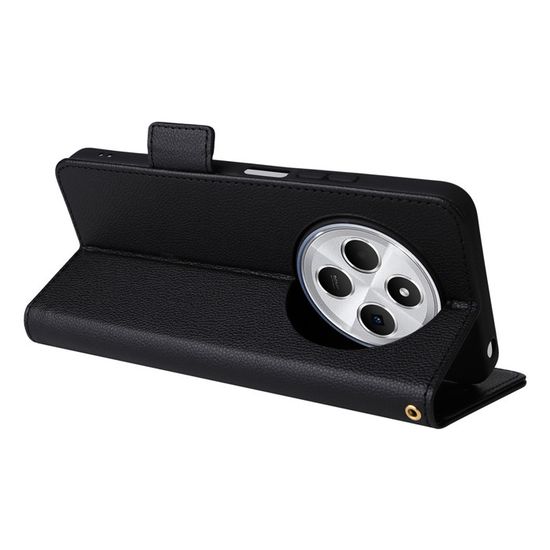 Coque - Phonillico® - Xiaomi Redmi 14C - Portefeuille Noir - Effet Cuir - Semi-rigide - Téléphonie