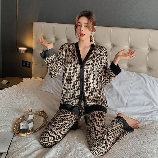Ensemble 2 pieces pyjama en soie femme Vetements de maison en soie glacee de haute qualite Imitation soie Grande taille s xl Rouge Cdiscount Pret a Porter