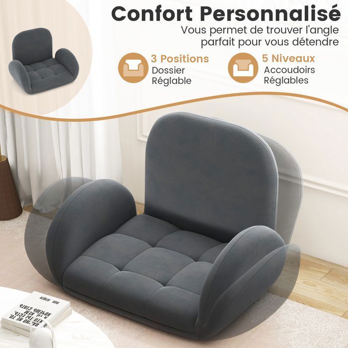 GOPLUS Chaise Longue Pliante avec Dossier Réglable à 5 Positions-Charge 150KG avec Roue Intégrée et Repose-Pieds Pliable Turquoise - Jardin