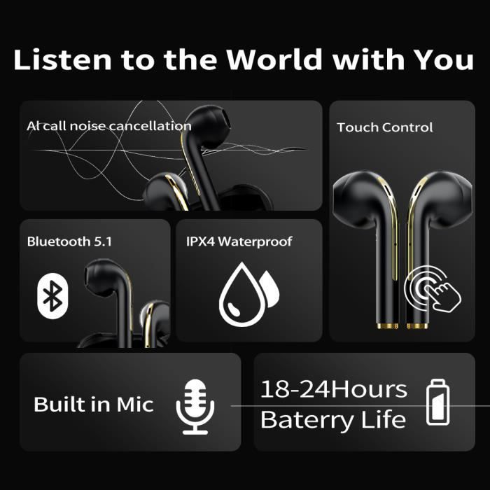 Écouteurs sans fil Xiaomi J18 - Écouteurs True Touch Control Bluetooth