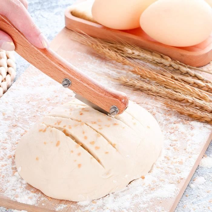 Pâte à Pizza En Acier Inoxydable 15 Cm - Poignées Bois - Lame Tranchante Multifonction Pour Cuisine