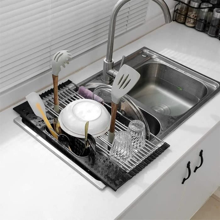 Egouttoir à vaisselle pliant en métal chromé Pliable 38 x 30 x 24 cm