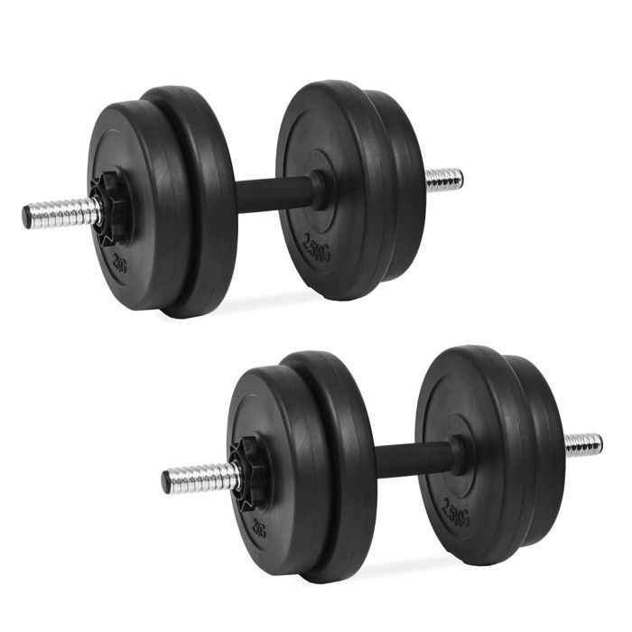 Lot d'haltères courts poids barres disques fitness musculation biceps sport  10kg