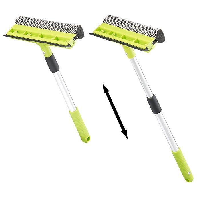 Kit De Nettoyage De Vitres Professionnel - Raclette Télescopique Jusqu'à 196 Cm, Lame Silicone, Brosse Microfibre