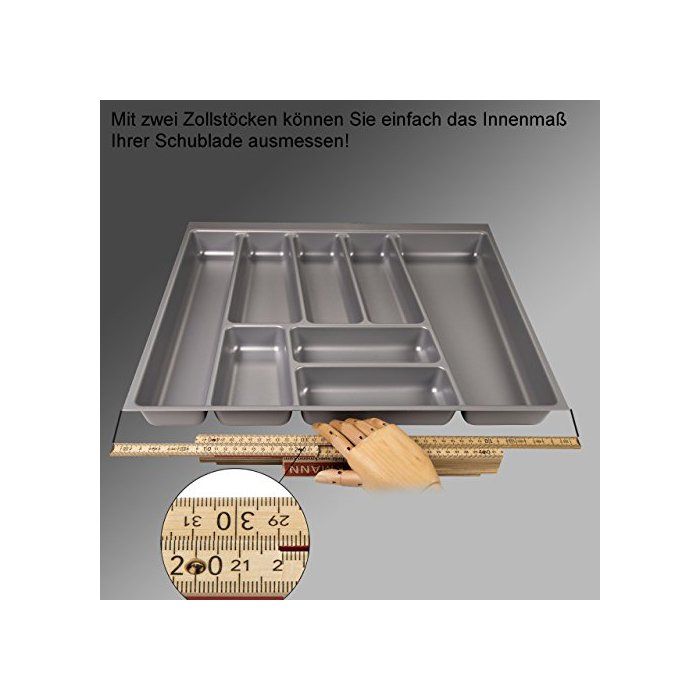 Range-Couverts ORGA-BOX Hêtre Pour Tiroir 50mm - 473x397mm 6 Compartiments Bois Laqué