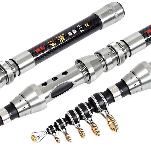 Kit Pêche Télescopique Complet Avec Canne Et Moulinet - Portable, Fibre De Carbone, Idéal Voyage