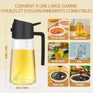 Distributeur Huile Et Vinaigre En Verre Avec Support Bois - 5 Pièces, Salière Et Poivrière Élégante