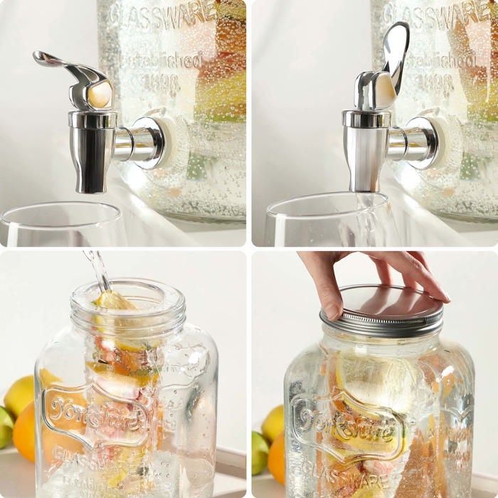 Boisson Insert Distributeur de Boissons en Verre 4L KADAX avec Robinet et Insert ...