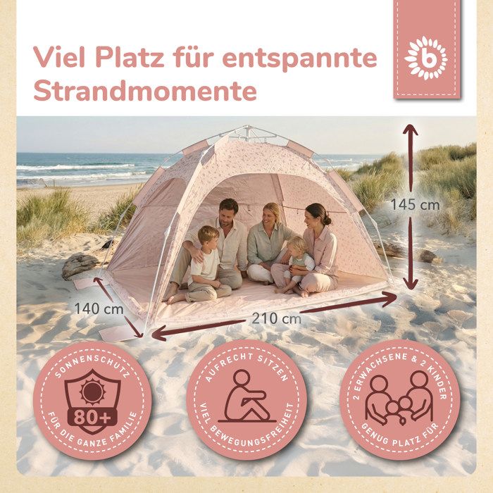 Bieco Tente de plage Pop Up XXL Dreamy Flowers – montage rapide Quick ...
