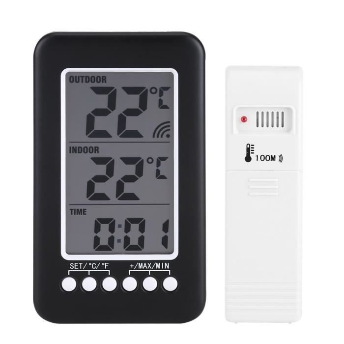 Thermomètre Pour Voiture Avec écran LCD - Mesure Intérieur/extérieur - Sonde Longue 1 M - Affichage °C/°F - Alimentation Pile AAA
