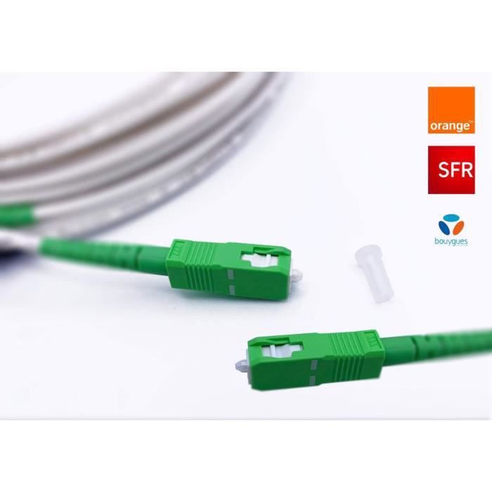 Câble Fibre Optique 10m SC/APC - Compatible Livebox Orange, SFR, Bouygues - OS2 9/125μm