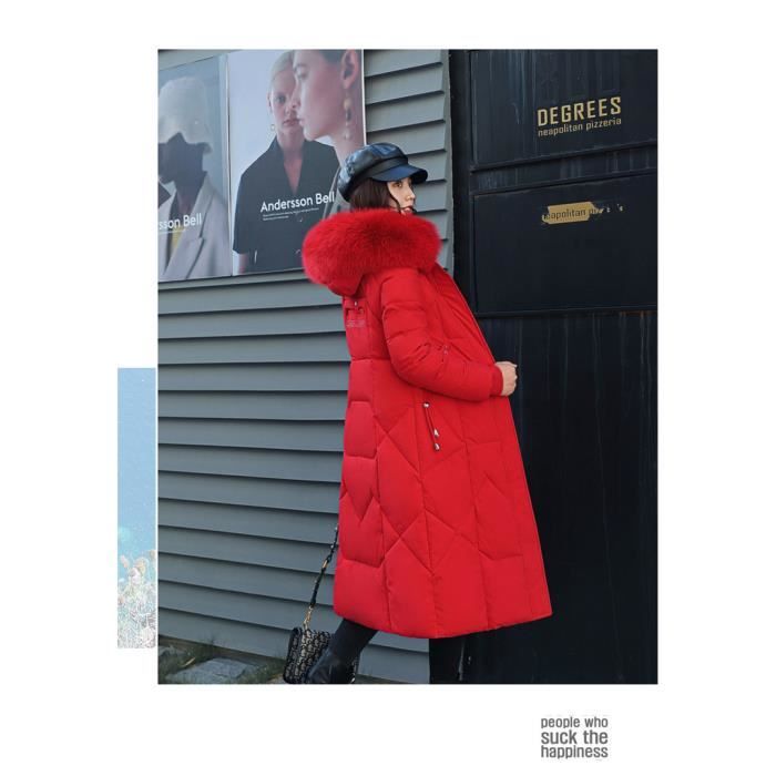 Manteau Femme Hiver Faux Fourrure Trim Qualite Superieure Garder chaud Occasionnel Rouge GOGUQ Rouge Cdiscount Pret a Porter