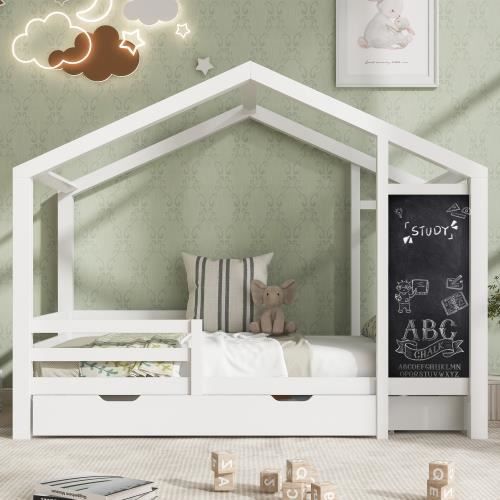 IDIMEX Lit cabane Enfant 90x190 cm LISAN lit Simple Montessori avec  Barrières de Protection en Bois Massif lasuré Blanc : : Cuisine et  Maison