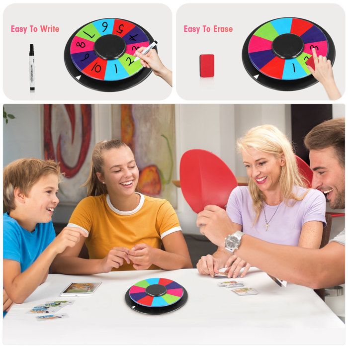 Roue De La Fortune En Acrylique Et Bois - 29 Cm, 12 Emplacements Personnalisables Pour Jeux Et Tirages