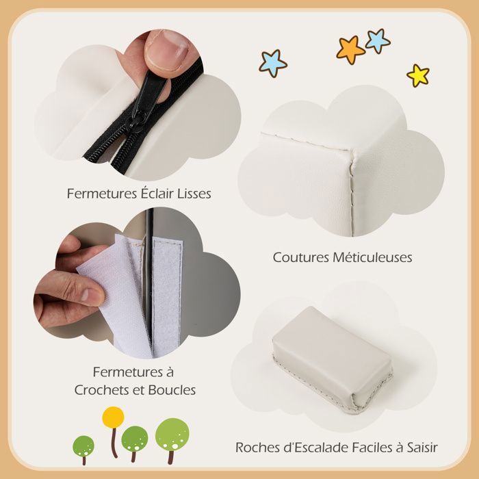 DREAMADE 6PCS Parcours De Motricité Bébé En Mousse EPE - Blocs Construction Avec Housse Pour Enfants 1+ An (Rose-Blanc)