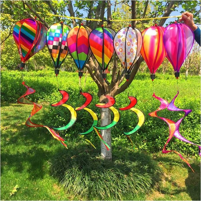 Spinner de Vent de Jardin, 3 pcs Suspendus en montgolfière, décoration de Moulin à Vent en