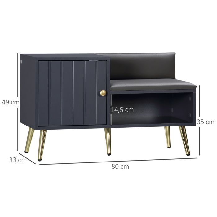 Banc à chaussures, meuble à chaussures 80 x 24 x 45 cm chêne pwfn92911