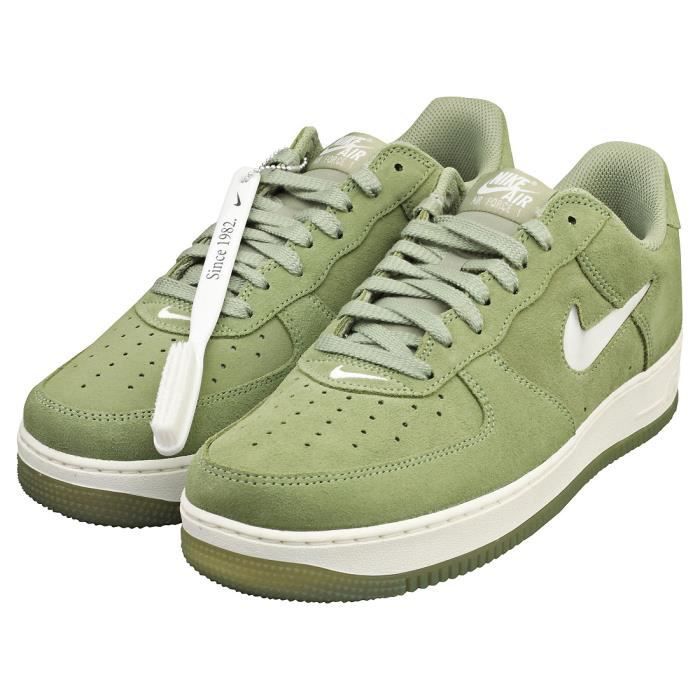Baskets Nike AIR FORCE 1 LOW RETRO Homme Vert Blanc Daim Lacets 47.5 EU Vert blanc Cdiscount Chaussures