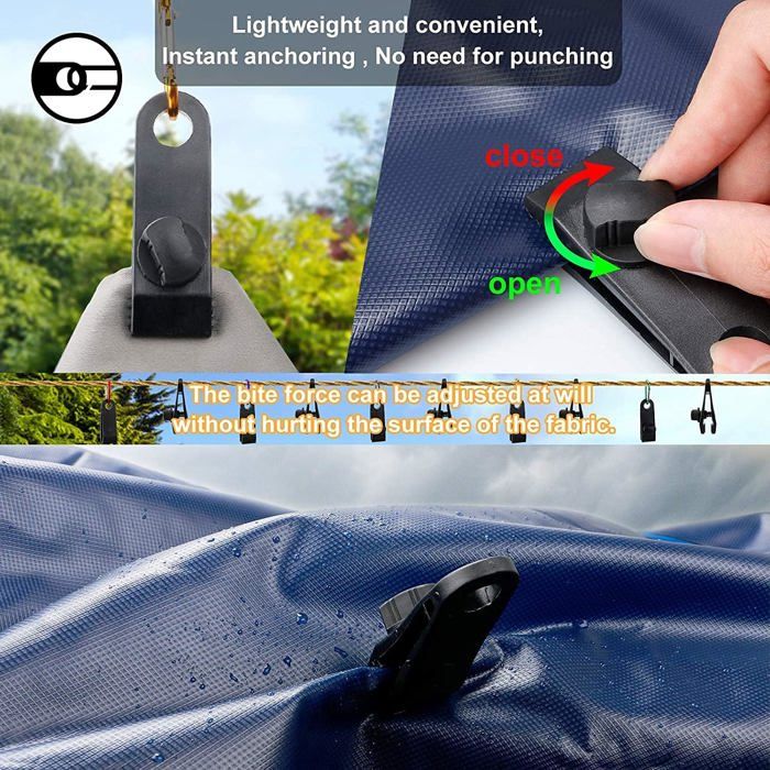 12 Pièces Métalliques Pour Couverture De Piscine, Pinces De Fixation Avec Feuille De Protection, Pinces Pour Piscines Hors Sol, Pinces à Forte Tension Pour Bâche De Couverture (12, Blanc