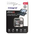 Carte mémoire microSDXC UHS-I INTEGRAL MEMORY Premium High Speed V30 UHS-I U3 64 Go-0