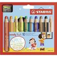 Crayon de coloriage - STABILO woody 3in1 - Étui carton x 10 crayons de couleur + taille-crayon SW880-10-2-0