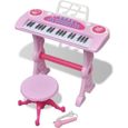 vidaXL Clavier jouet d'enfants et tabouret/microphone 37 touches Rose-0
