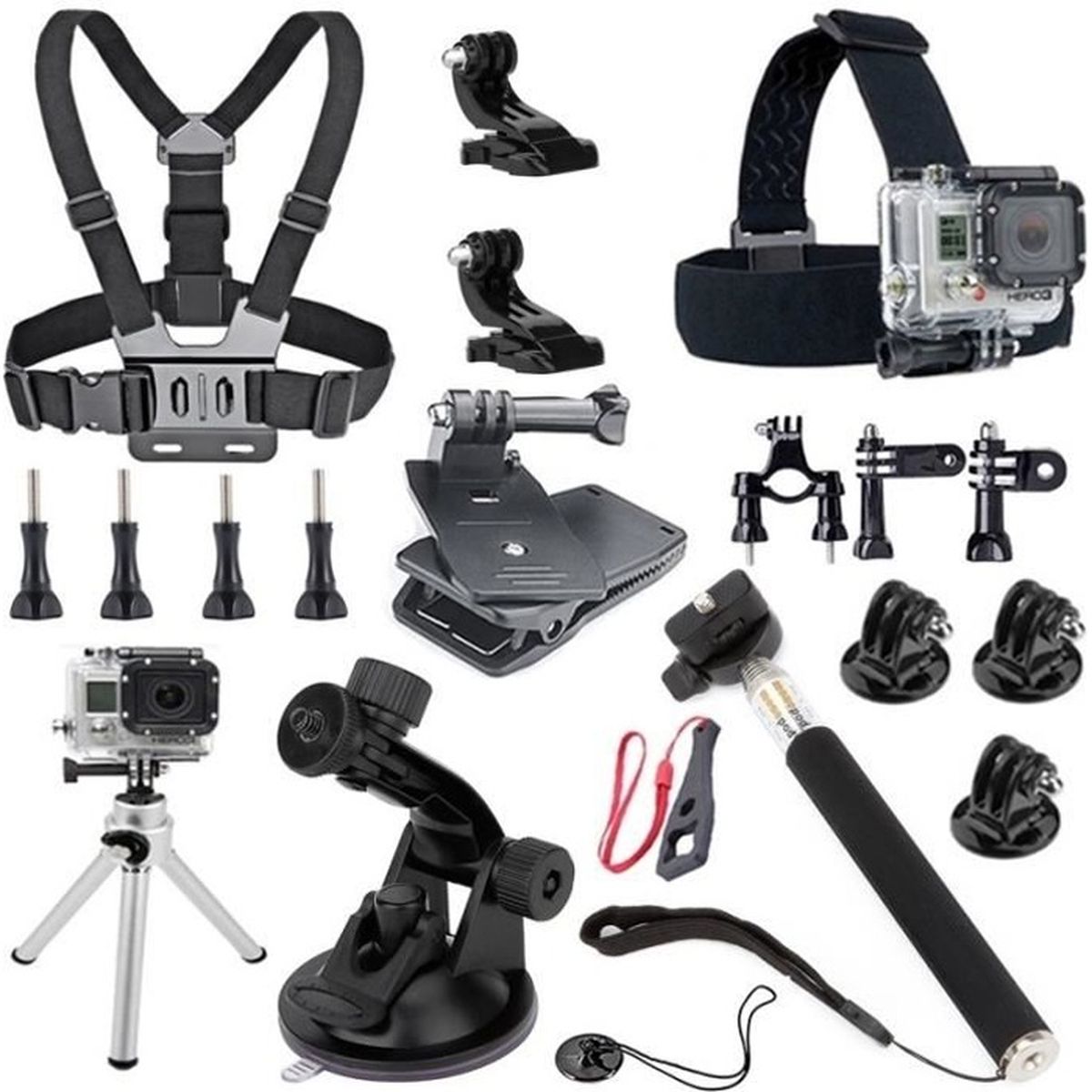 Gopro Accessoires Kit 18 en 1 Set Chest Head Strap pour Gopro Hero 4 3+ 3 Cdiscount Appareil Photo