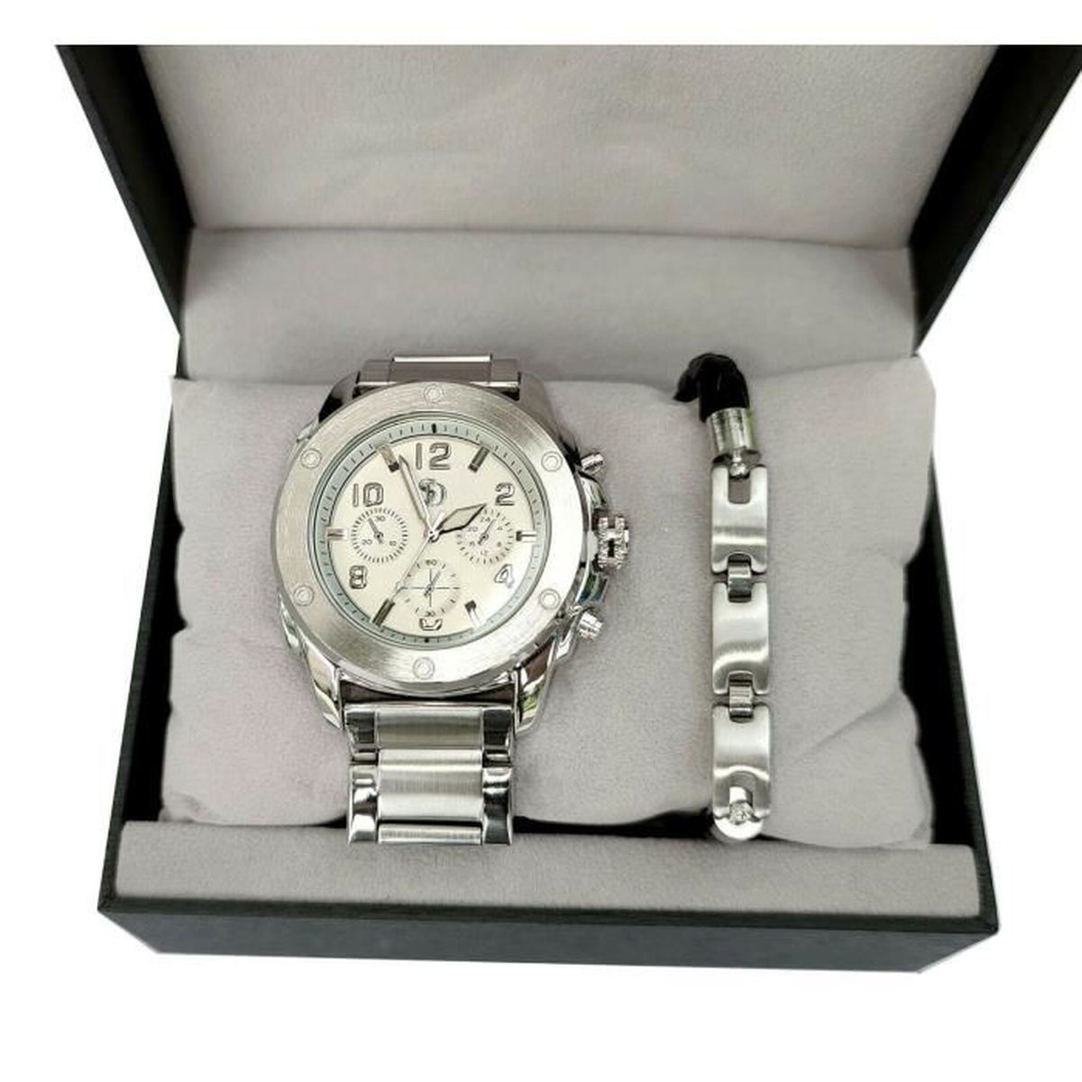 Coffret BOX Idée Cadeau Homme Montre Bracelet Cordon Chaine