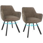 WAFTING Lot de 2 Chaises de Salle à Manger Pivotantes avec Accoudoirs, Rotation à 360°, Chaises de Cuisine en Velours, Marron