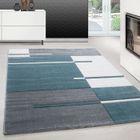 TAPISWORLD Teppium Tapis de salon Bleu 120x170 cm, tapis sculpté à la main, moderne design à carreaux, tapis à poils courts