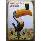 Plaque décorative - Guinness - Toucan - Métal - Vintage - 30x20 cm
